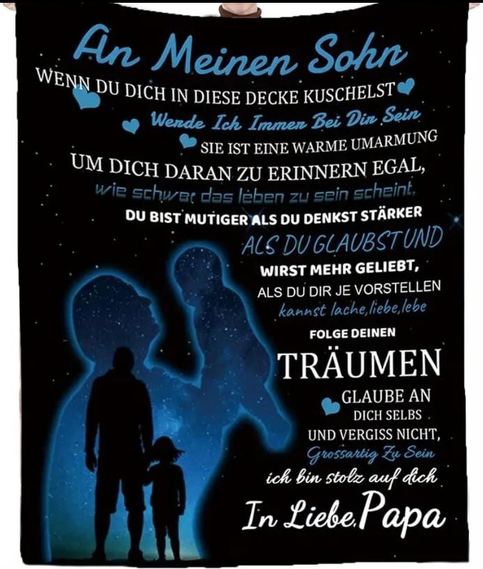 Persönliche Kuscheldecke "An meinen Sohn von Papa"