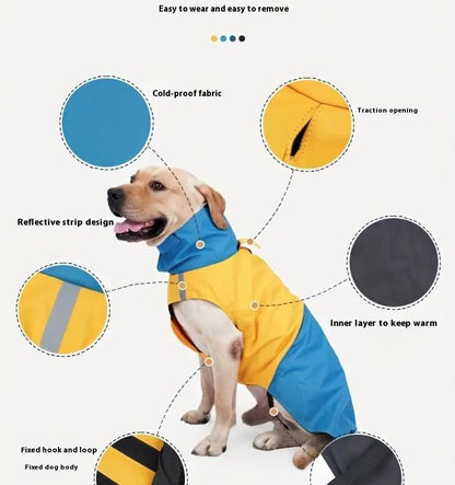 Regenjacke für Hunde - Wasserdicht Klettverschluss hochwertiger Ausführung