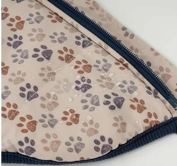 Hundemantel Blau/Braun – Warm & Wasserfest mit Geschirr für Kl.-mittlere Hunde