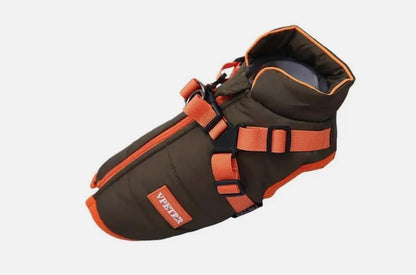 Winter Hundemantel Braun-Orange – Wasserdicht und  Geschirrfunktion