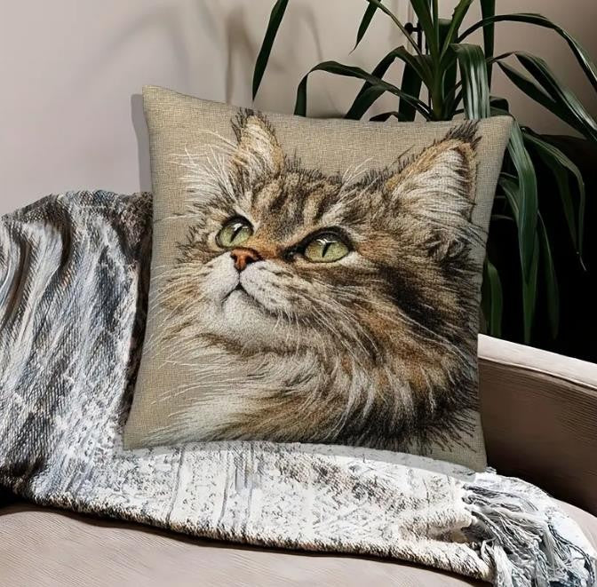 Dekokissen wunderschön Motiv Katzengesicht  50x50