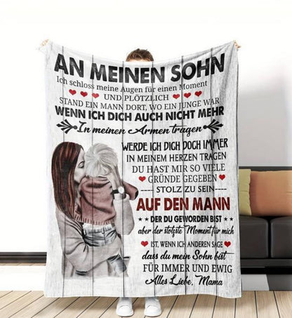 Persöhnliche Kuscheldecke "An meinen Sohn von Mama"
