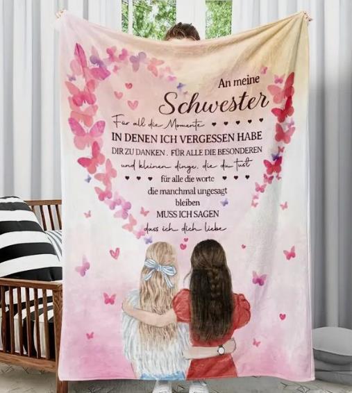 Persönliche Decke "An meine Schwester "150x200 cm