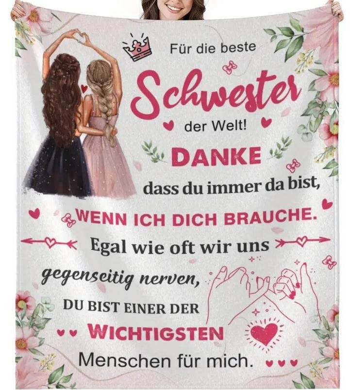 Persönliche Decke "An meine Schwester "150x200 cm