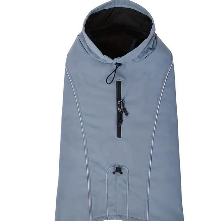 Softshell Hundemantel Rauchblau Wind +wasserdicht mit Gummizug XS–2XL
