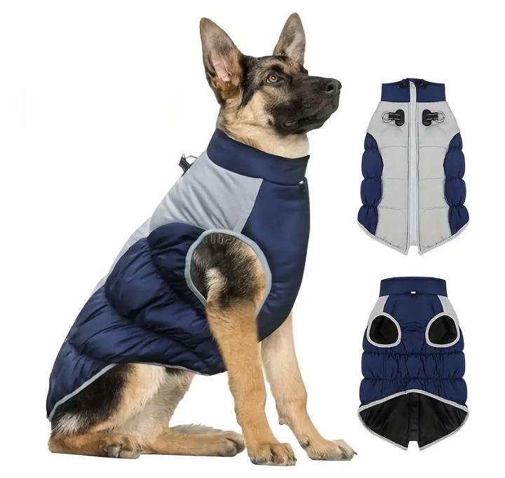 Hundemantel für große Hunde Wintermantel Blau-Grau XL–6XL