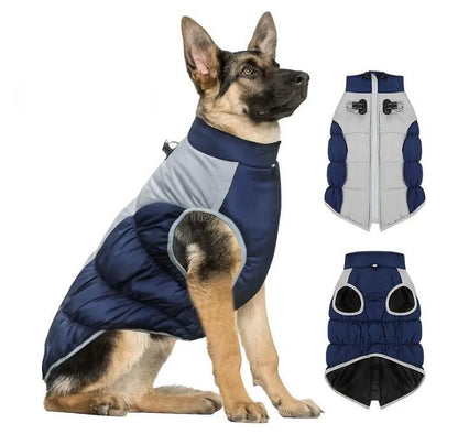 Hundemantel für große Hunde Wintermantel Blau-Grau XL–6XL