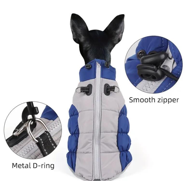 Hundemantel für große Hunde Wintermantel Blau-Grau XL–6XL
