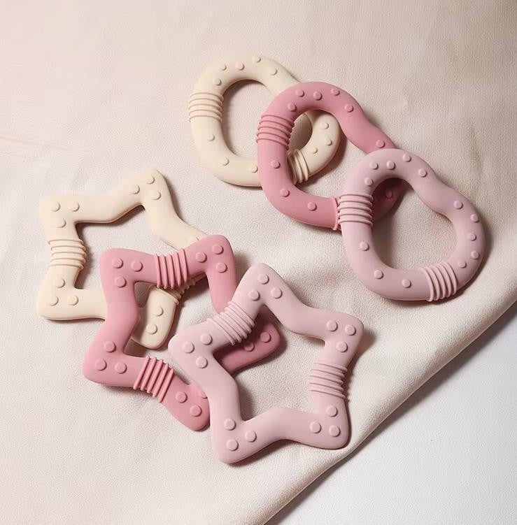 Silikon Beißring für Babys – Stern oder Herz Einzeln oder im Set