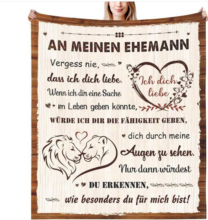 Persöhnliche Kuscheldecke "An meinen Mann"