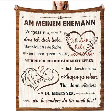 Persöhnliche Kuscheldecke "An meinen Mann"