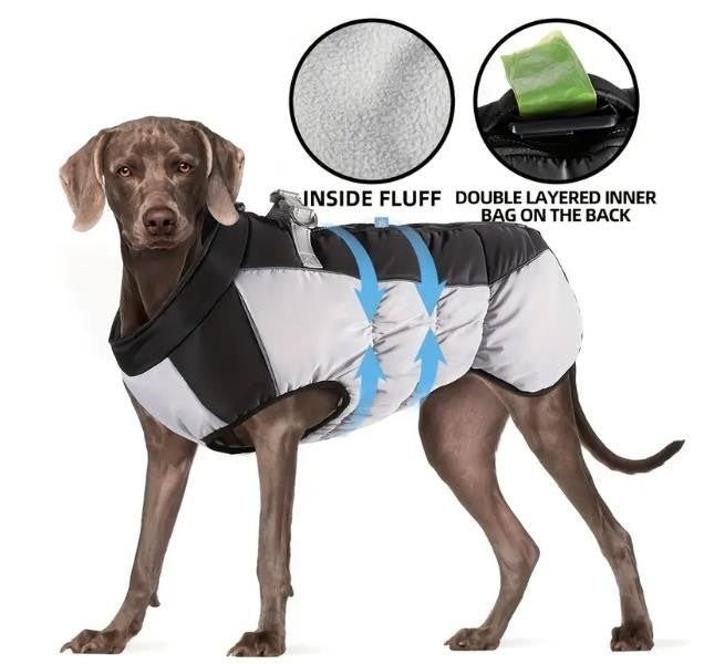 Hundemantel für große Hunde Wintermantel Rot oder Schwarz 2XL–6XL