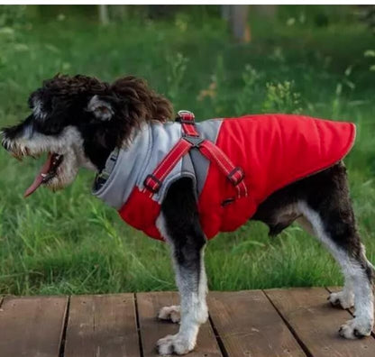Hundemantel mit Geschirr Winddicht für kleine Hunde Rot /Schwarz