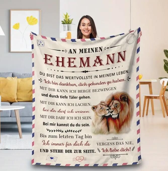 Persöhnliche Kuscheldecke "An meinen Mann"
