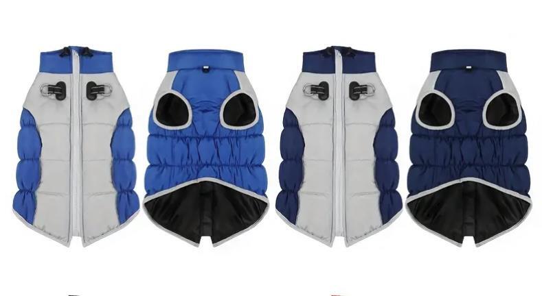 Hundemantel für große Hunde Wintermantel Blau-Grau XL–6XL