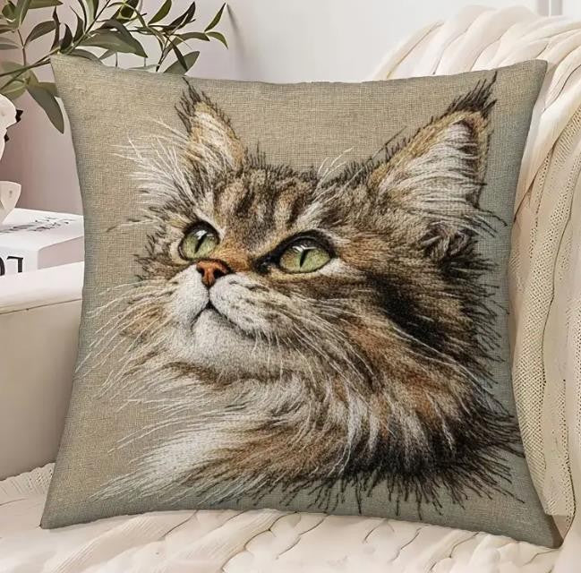 Dekokissen wunderschön Motiv Katzengesicht  50x50