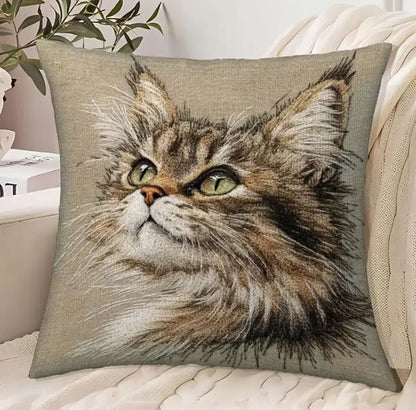 Dekokissen wunderschön Motiv Katzengesicht  50x50