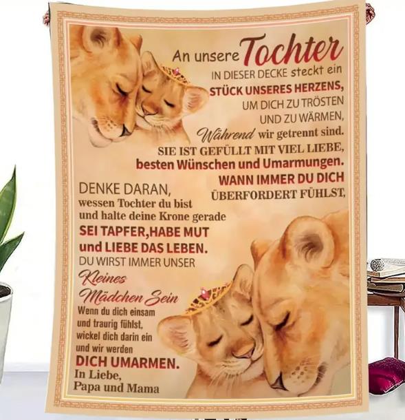 Personalisierte Kuscheldecke "An unsere Tochter  v Mama u Papa