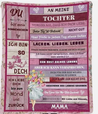 Persönliche  Kuscheldecke   "An Meine Tochter von Mama "