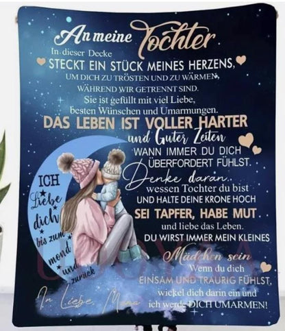 Persönliche  Kuscheldecke   "An Meine Tochter von Mama "