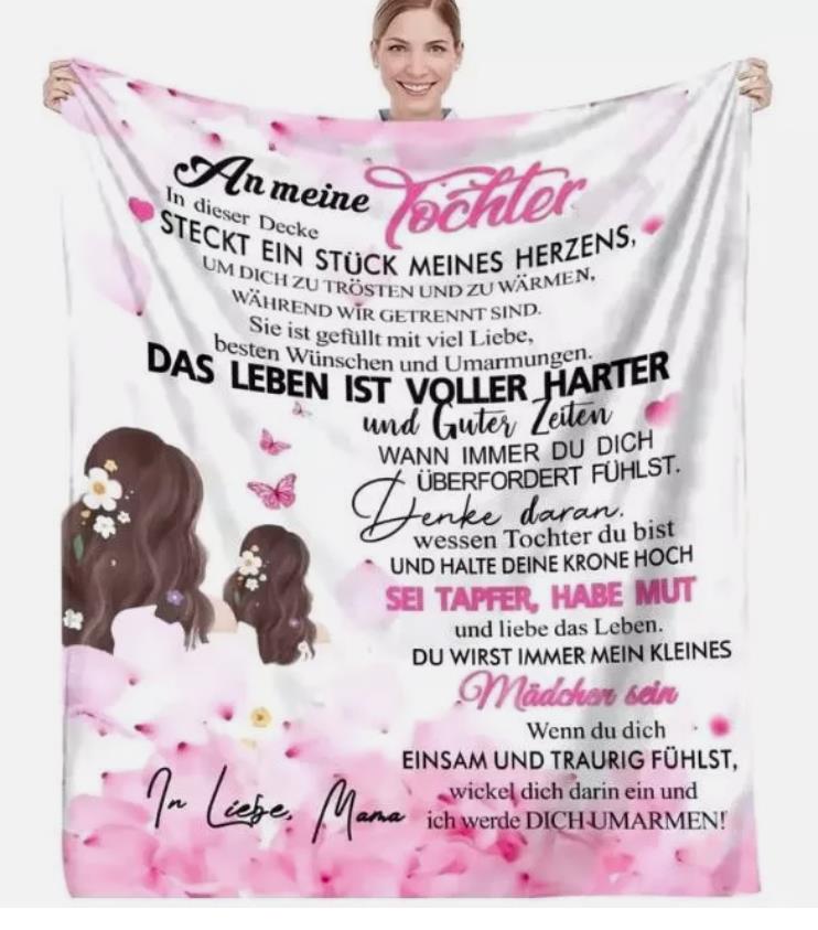 Persönliche  Kuscheldecke   "An Meine Tochter von Mama "