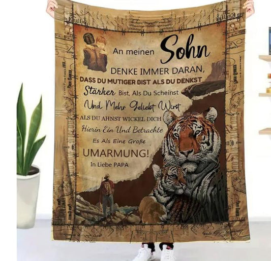 Personalisierte Kuscheldecke   "An Meinen Sohn  von Papa "150x200 cm