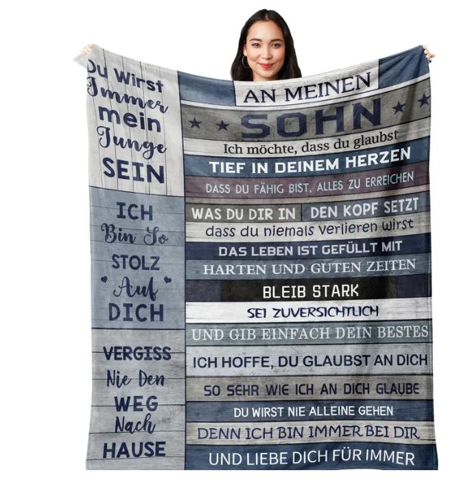 Personalisierte Kuscheldecke   "An meinen Sohn" von Mama