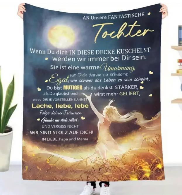 Personalisierte Kuscheldecke "An unsere Tochter  v Mama u Papa