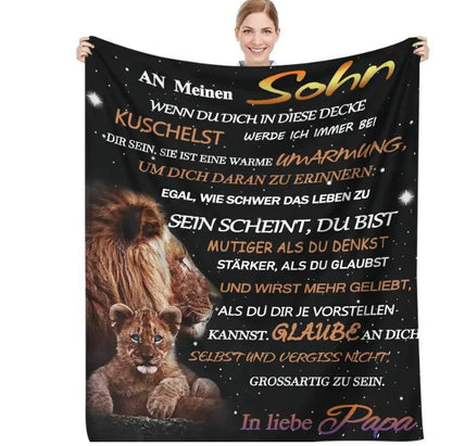 Personalisierte Kuscheldecke   "An Meinen Sohn  von Papa "150x200 cm