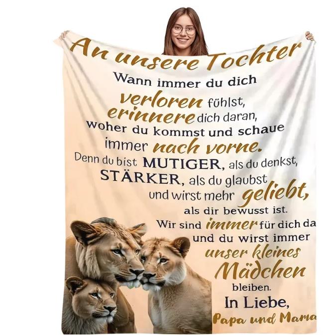 Personalisierte Kuscheldecke "An unsere Tochter  v Mama u Papa