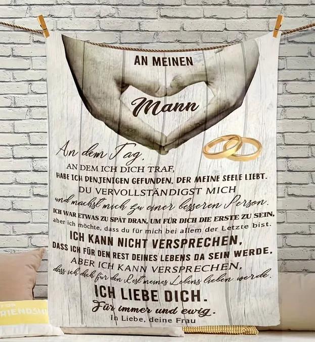 Liebesbrief per Kuscheldecke "An meinen Mann"150x200