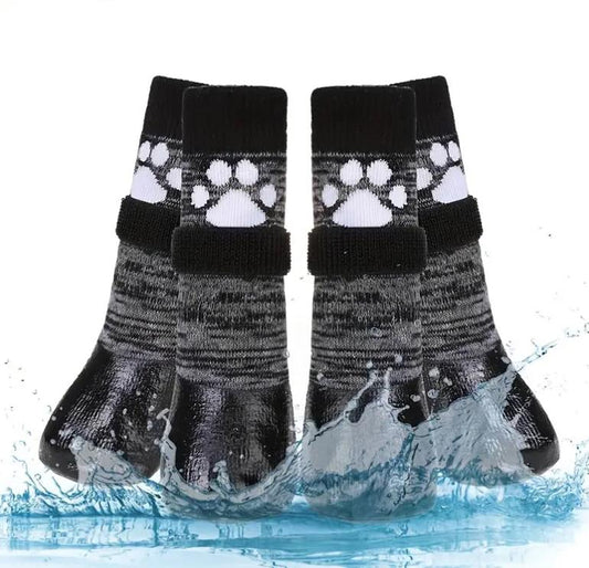 4 x Outdoor-/Indoor-Hundesocken, rutschfeste Hundeschuhe, Stiefel, wasserdichter