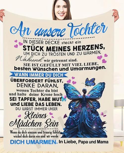 Personalisierte Kuscheldecke "An unsere Tochter  v Mama u Papa