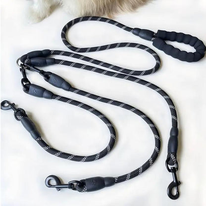 Koppelleine für 3 Hunde – Reflektierende Hundekupplung mit 360° Drehverbindung und 150 cm Leine