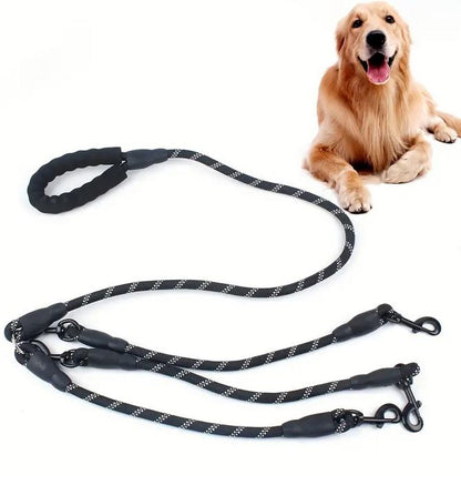 Koppelleine für 3 Hunde – Reflektierende Hundekupplung mit 360° Drehverbindung und 150 cm Leine