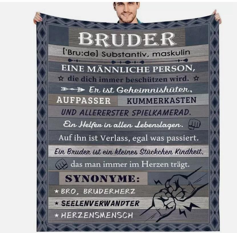 Personalisierte Kuscheldecke "An meinen Bruder "150x200 cm