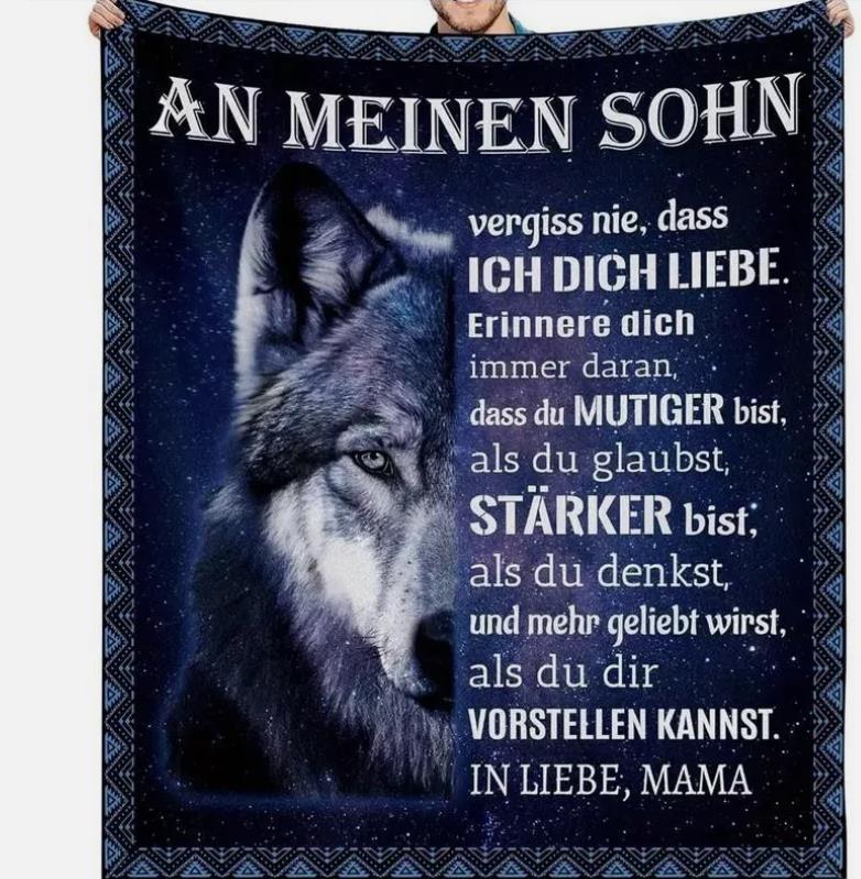 Personalisierte Kuscheldecke   "An meinen Sohn" von Mama