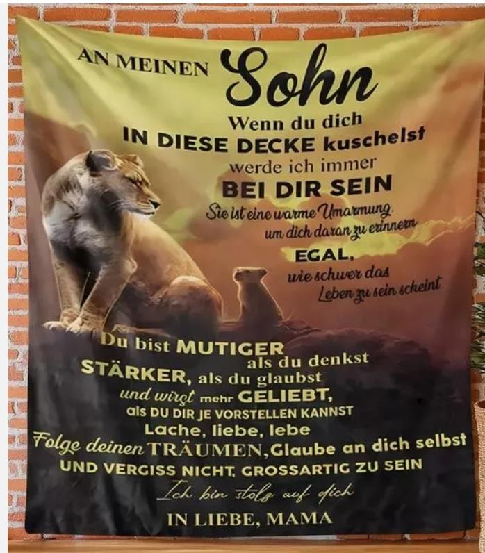 Personalisierte Kuscheldecke   "An meinen Sohn" von Mama