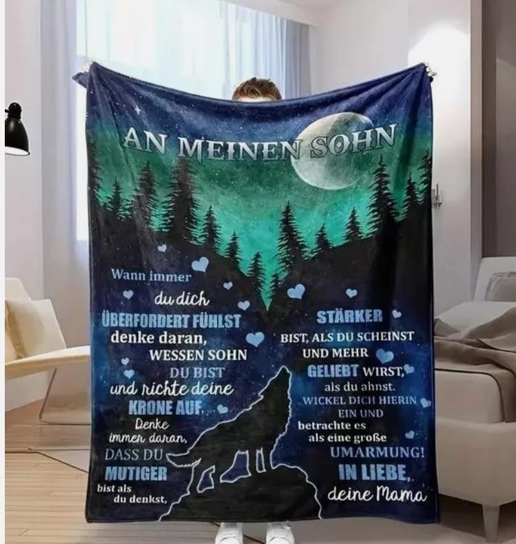 Personalisierte Kuscheldecke   "An meinen Sohn" von Mama