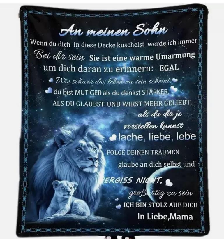 Personalisierte Kuscheldecke   "An meinen Sohn" von Mama