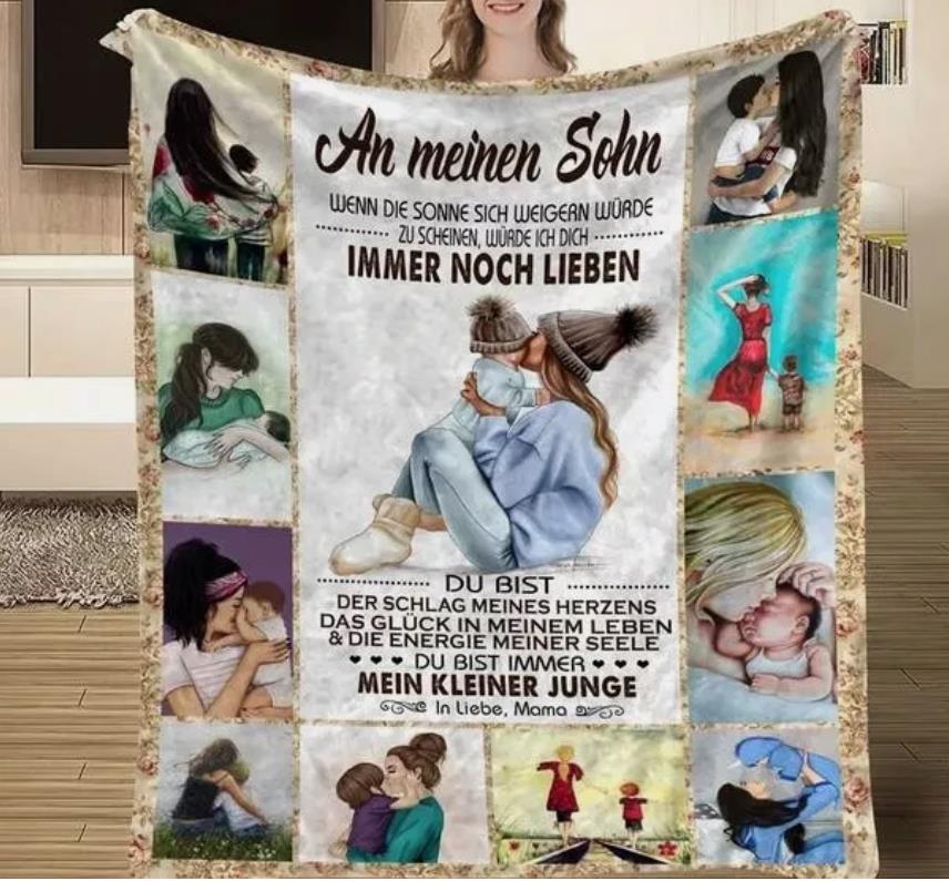 Personalisierte Kuscheldecke   "An meinen Sohn" von Mama
