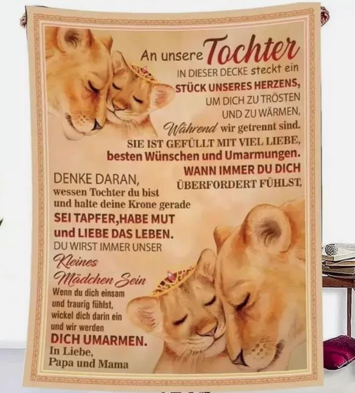 Personalisierte Kuscheldecke – "An unsere Tochter" von Mama & Papa