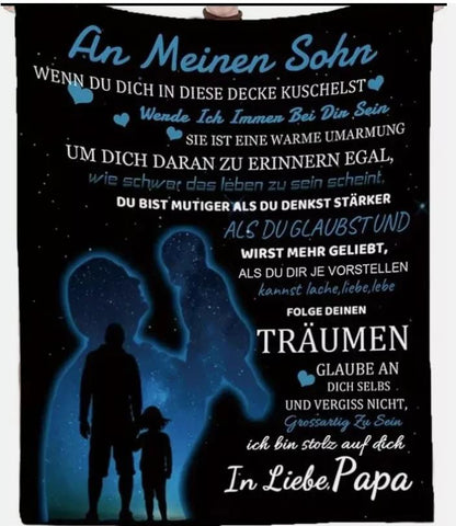Kuscheldecke  "An Meinen Sohn  von Papa "150x200 cm