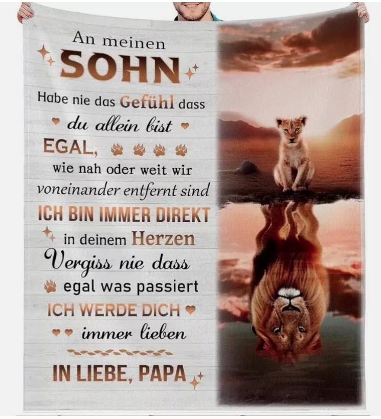 Kuscheldecke  "An Meinen Sohn  von Papa "150x200 cm