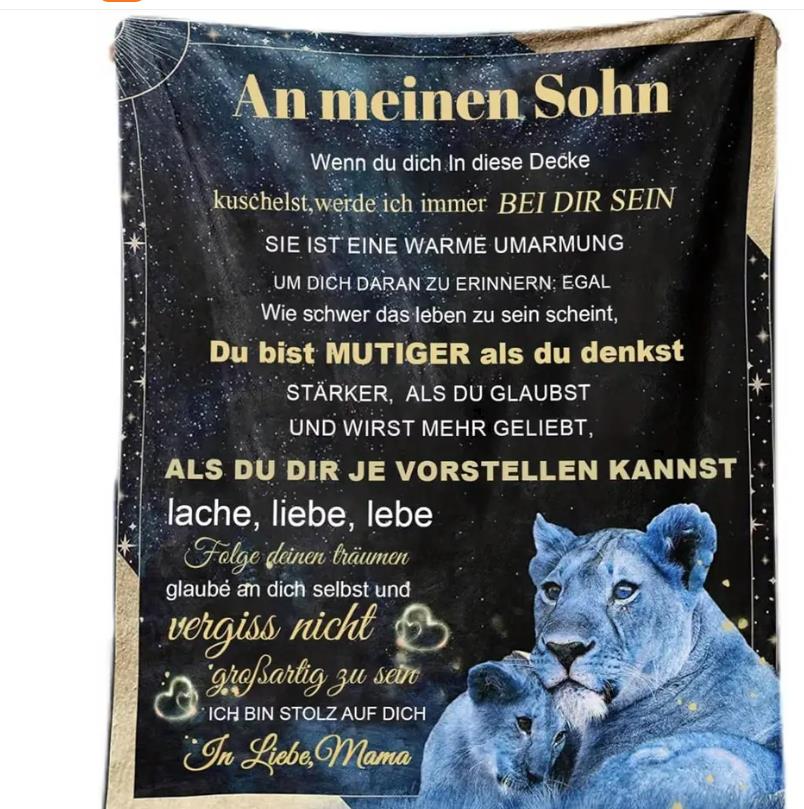 Persöhnliche Kuscheldecke "An meinen Sohn von Mama"
