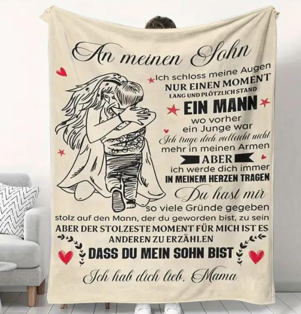 Persöhnliche Kuscheldecke "An meinen Sohn von Mama"