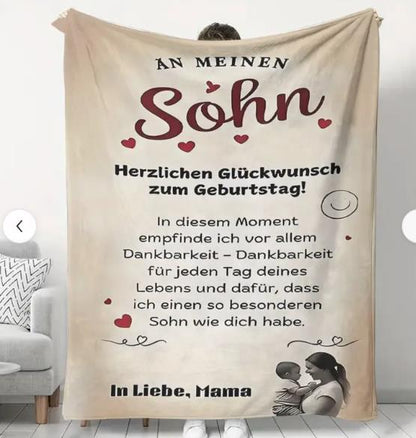 Persöhnliche Kuscheldecke "An meinen Sohn von Mama"