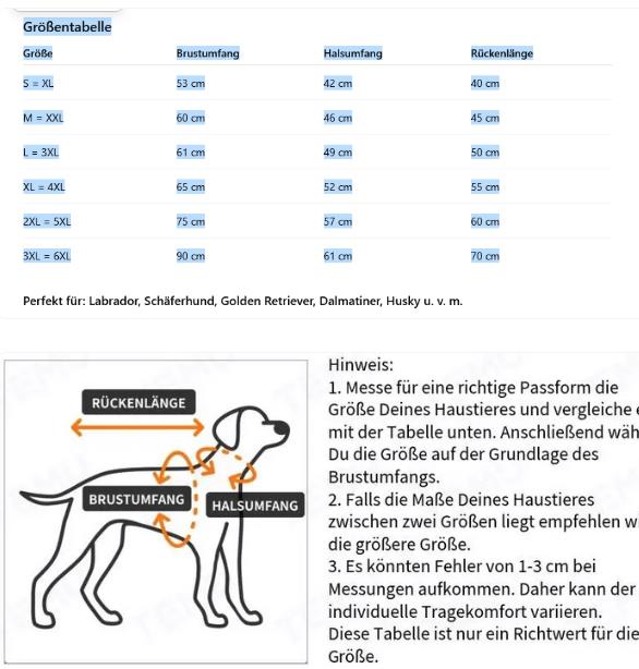 Hundemantel für große Hunde Wintermantel Blau-Grau XL–6XL