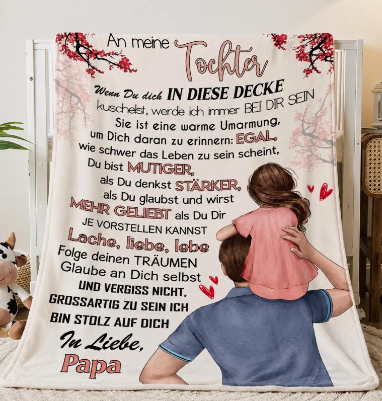 Persöhnliche Kuscheldecke "An Meine Tochter von Papa "150x200 cm