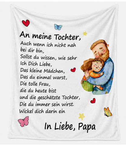 Persöhnliche Kuscheldecke "An Meine Tochter von Papa "150x200 cm